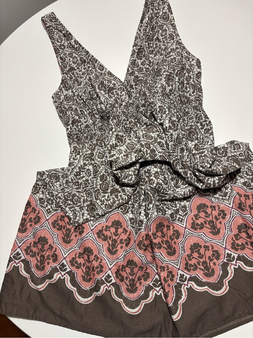 Sonoma Brown & Pink Floral Print Cotton Sundress